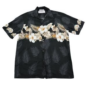 Pacific Legend Apparel Shirt Mens M Black Button Up Short Sleeve Collared Top